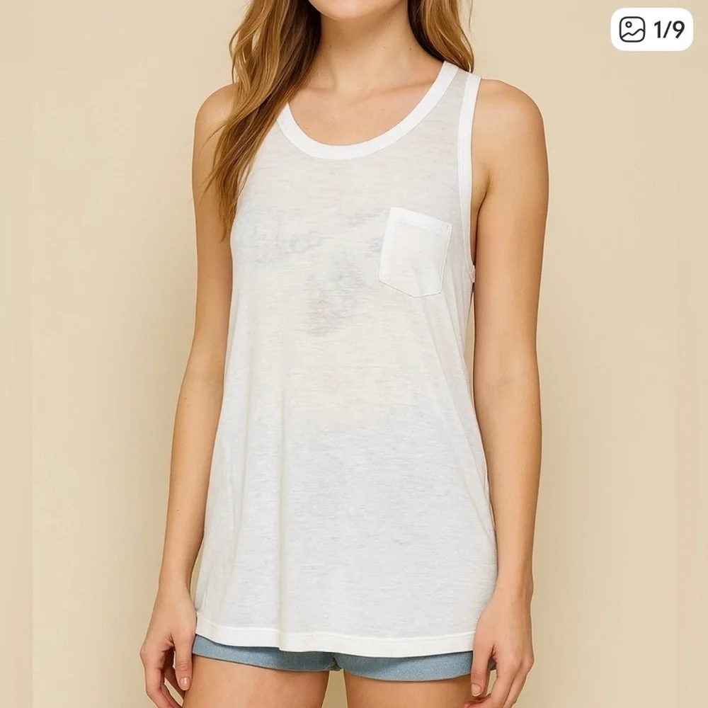 Stella McCartney Ivory Tank Top with Pocket- see measurements